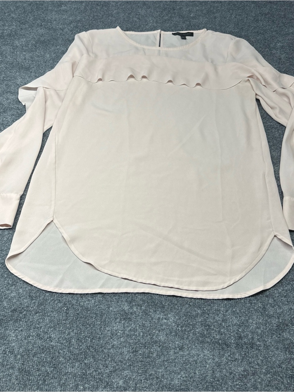 Banana Republic Blush Pink Ruffle-Trim Long Sleeve Blouse